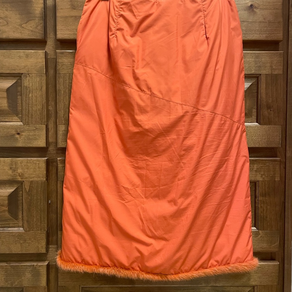 Moncler Orange Skirt With Fur Trimming